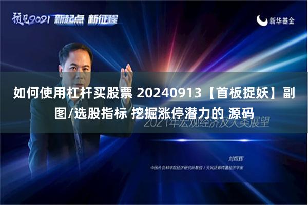 如何使用杠杆买股票 20240913【首板捉妖】副图/选股指标 挖掘涨停潜力的 源码