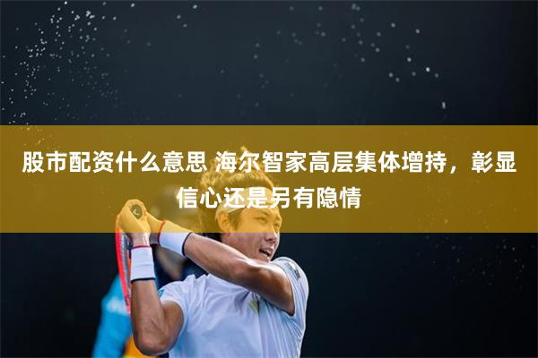 股市配资什么意思 海尔智家高层集体增持，彰显信心还是另有隐情